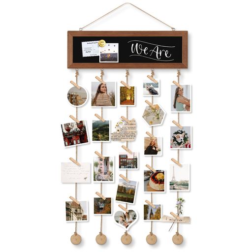 Walspax掲示板ブラックボード付きチョークボード写真ガーランド壁掛け吊り下げ写真ディスプレイDIY誕生..