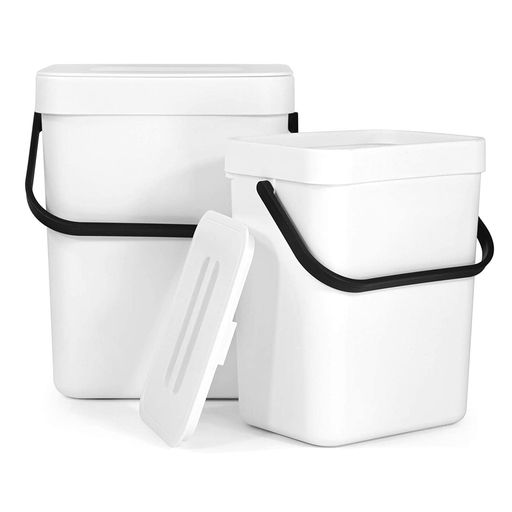 Rakuten - 壁掛けゴミ箱3L+5L2点セットフタ付きゴミ箱ぶら下げごみ箱省スペースキッチンリビングトイレコンパクト(ホワイト)
