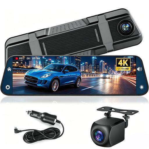Stynxro4K ドライブレコーダー ミラー型 9.66インチ CarPlayとAndroidAutoディスプレイオーディオ 2分割画面 デジタルインナーミラー 前後カメラ バックガイド線調整可能 超強暗視機…