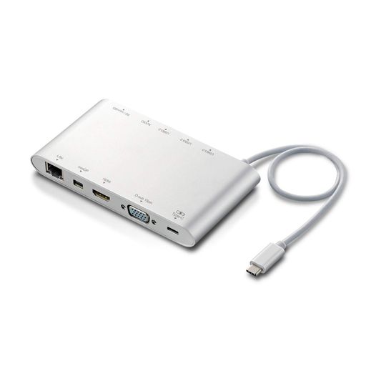 エレコムドッキングステーションPD[充電Type-C/USB3.0/miniDisplay/HDMI/D-sub/φ3.5/SD+microSD/LAN]30cmシルバーDST-C08SV