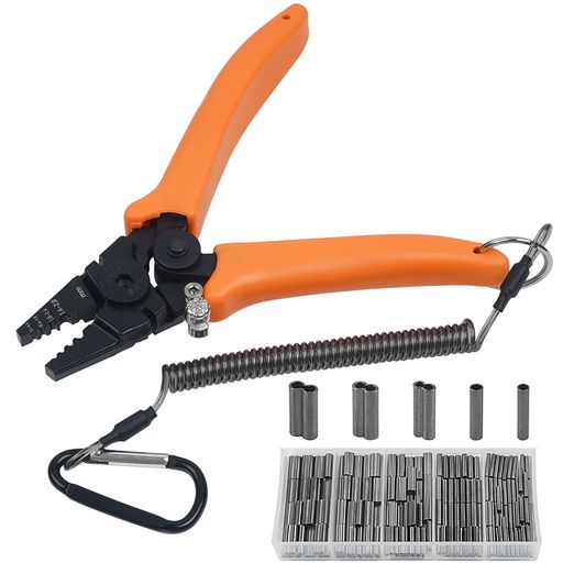 JOGFFDE釣り用プライヤーハンドプレッサーワイヤースリーブ圧着工具釣り道具耐食性軽量多機能ワイヤー..