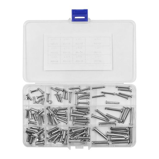 96個NUZAMASM3M4M5304ステンレス鋼フラットヘッドファスナーピン詰め合わせキット12サイズシャフトフラ..