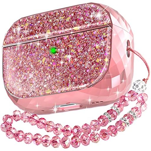 AhaStyle贅沢キラキラAirPodsPro2ケース(USB-C/ライトニング)保護カバー硬質プラアクセサリーAirPodsPro第二世代対応