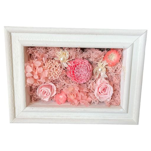 キューフラ(Q-FLA)アレンジスクエアフレームプリザーブドフラワーホワイトピンク母の日ギフト贈り物813214