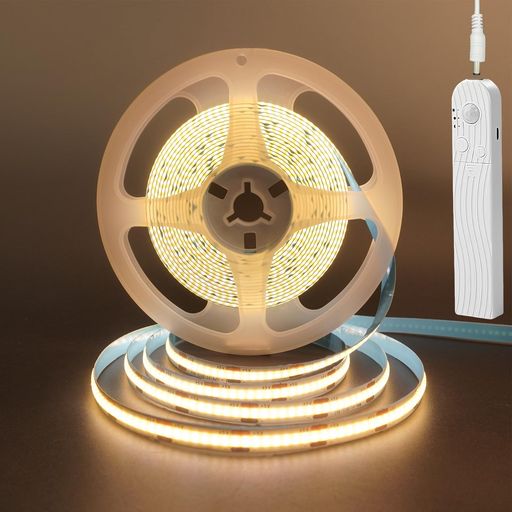 クリアヒル(Clearhill)5V モーションセンサー付き COB 320LEDストリップライト 時間遅延調節可能 調光可能 2種類の電源 電池式(電池は別売りです)2M 温白色 3000K LED320個/M 幅8mm キッチンキャビネ… happynight-10171309 Happy night Rainbow パッケージ画像