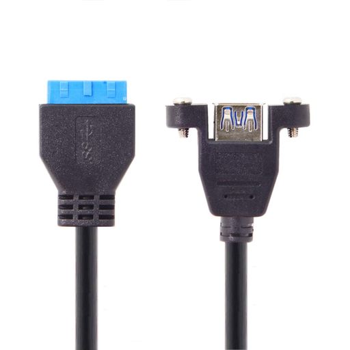 CYシングルポートUSB3.0Aメスねじマウントタイプtoupangledマザーボード20ピンヘッダーケーブル90度