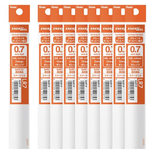 ぺんてるボールペン替芯エナージェル0.7mmオレンジ10本XLR7-F(10)