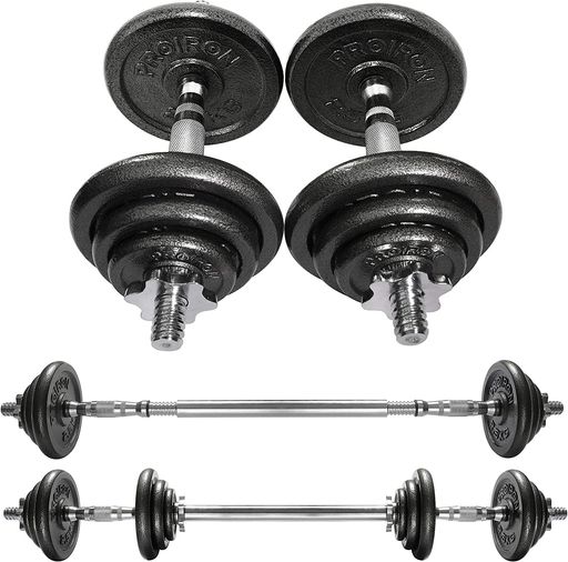 PROIRON ダンベル可変式 20kg 純鋳鉄 10kg 2個セット コネクション・チューブ(延長...