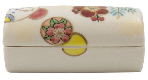 京焼清水焼手描き琴型楊枝入丸紋松竹梅雲錦TG-019A