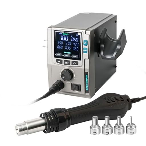 SUGON2026ヒートガンリワークステーション700W温度制御100-500°Cノズル4種付属温度メモリx3自動冷却静音設計基板予熱モード電子部品修理スマホ分解対応