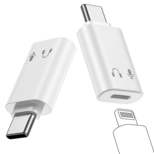 Lightning&Type-C変換アダプタ 1本2役 iPhoneイヤホンジャックPD27W急速充電&通話/音量調節/音楽対応 2個セット