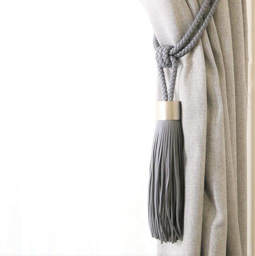 INTERIXカーテン留めおしゃれレザータッセルダークグレーJCD356B