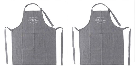 不二貿易エプロン幅65x厚み0.2x縦80cmチャコール丸洗い可能3段階調節ポケット付きカフェ風Salt&Pepper7..