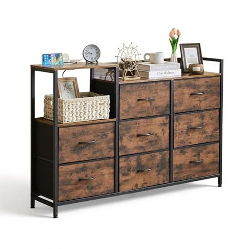 JUPEA タンス チェスト 収納 洋服タンス 収納チェスト 大容量 3段8杯 132*30*88cm 木製天板 箪笥 引き出し付き 収納…