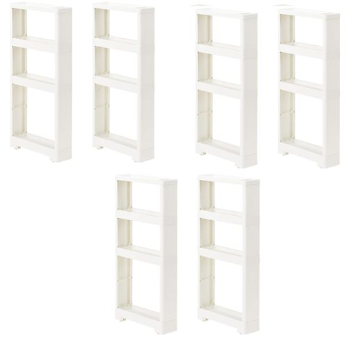 JEJアステージ(JEJAstage)リセスリムストッカーキッチンワゴンホワイト幅12cmx奥行40cmx高さ85cm日本製..