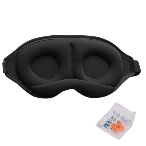 VitalBloom睡眠用3D立体型目隠し安眠遮光通気性圧迫感なしサイズ調整可能軽量快眠グッズシルク眼罩、睡眠、昼寝、瞑想、旅行用3D遮光デザインアイマスク(男女兼用ブラック)