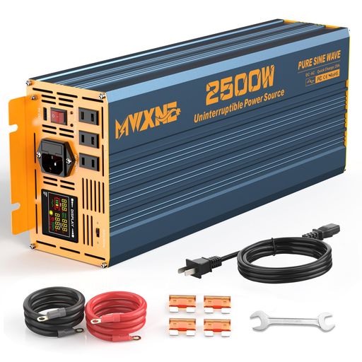 【無停電電源機能・UPS搭載】MWXNEはより一層の品質向上、機能改善を図るために、従来のインバーターを大幅に改良と強化し、機能面やデザインで多くのお客様にご満足いただける無停電電源機能(ups)インバーターを開発した!バッテリーと共に利用いただくことで、排水ポンプなど電気製品にグリッドとバッテリーの自動切り替えバックアップ システムを構築できます。インバーター内部に無停電電源装置(UPS機能)が搭載されているので、家電製品を使用中に停電などで電力が供給されなくなった場合でも自動的にバッテリーからの出力に切り替えて通常に稼働が可能!計画停電対策や防災対策として有効活用が出来ます。 【さまさまなバッテリーに対応】MWXNE 2500W無停電電源機能インバーターは鉛蓄電池やリチウム電池など、様々タイプのバッテリーに対応しており、接続時に自動的に判別します。2500W 排水ポンプ バッテリー バックアップ システムには、 25A バッテリー チャージャーが内蔵されて、エネルギー効率の向上や安定性の確保など、電気的なリスクを下げることができます。