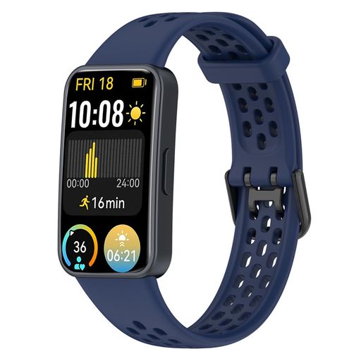 [PONATTENO] HUAWEI BAND 9 用ベルト 通気バンド 防水スポーツバンド交換用バンド ソフトシリコン製 ウォッチストラップ 簡単取り付け HUAWEI BAND 8にも対応 (ミッドナイトブルー)