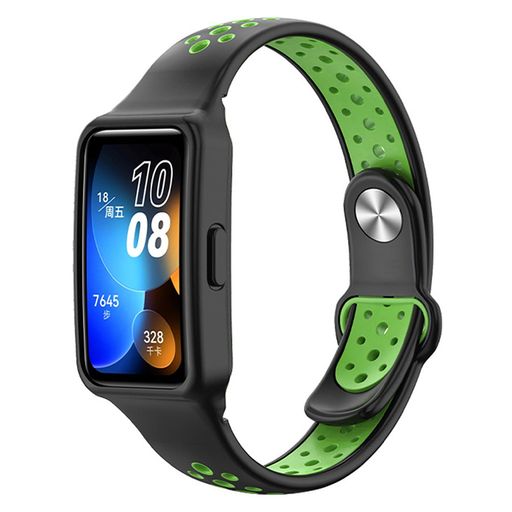 ForHUAWEIBand9交換用バンドソフトなシリコン製交換ベルト軽量防汗通気性簡単取り付けスポーツバンド(ブラック/グリーン)