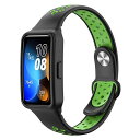 ForHUAWEIBand9交換用バンドソフトなシリコン製交換ベルト軽量防汗通気性簡単取り付けスポーツバンド(ブラック/グリーン)