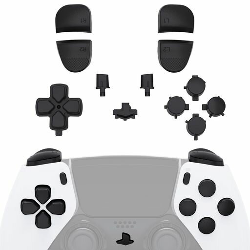 eXtremeRateのps5edgeコントローラーに対応用ピュアカラー交換フルボタンセットDパッド、シェアオプション、ホーム、フェイスボタンとR1、L1、R2、L2トリガー、コントローラーはありません【…