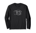 写真ギフトミラーレスデジタルカメラとレンズラインアート長袖Tシャツ