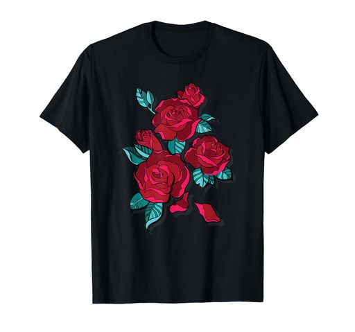 RedRoseFloralFlowerAestheticCoolFlowerLoverGiftsTシャツ
