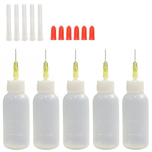 ニードルボトル30ml5個アートボトル針先接着剤ボトルプラスチックスクイズボトルヘナタトゥー用精密ボ..