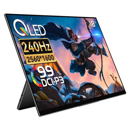 EHOMEWEI モバイルモニター 18インチ 2.5K WQXGA 2560x1600 薄型 6mm リフレッシュレート240Hz ゲーミング モニター ケーブル一本でデバイスと接続可能 スピーカー内蔵 ブルーライトカット ケース付 …