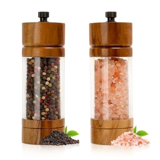 FUSHUIペッパーミルセットスパイスミルペッパーグラインダーコショウ挽き器スパイス挽き器ソルト/ペッパー/結晶塩/岩塩/胡椒/スパイス/山椒/調味料ミル粗さ調節可能5.5インチ調節可能な…