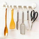 超强吸力キッチンツールフック 移動式 防水耐錆性 タオルハンガー 穴開け不要 再利用可能 キッチンバスルーム整理 収納 8個セット ホワイト (白...