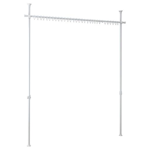 製品サイズ / 幅105~273x奥行10x高さ190~260cm(※幅180~200cmの間は伸縮できません。) 耐荷重 / 8kg 材質 / ポール:スチール(エポキシ焼付塗装)(樹脂部:ABS樹脂)、安全ボルト樹脂部:ABS樹脂、ゴムリング:合成ゴム、上下固定基盤・円形ホルダー・カーテンリング:ポリプロピレン、すべり止め:熱可塑性エラストマー、水平バー:スチール(エポキシ焼付塗装)(樹脂部:ポリプロピレン) 原産国 / 韓国 【組立簡単】ワンタッチで「つっぱる」だけの簡単設置、どこでも気軽に仕切れるカーテンポール 。急な来客の目隠しや、気分転換でお部屋の間仕切りなどに最適。 コロナ感染を防ぐための、飛沫対策用カーテンポールとしてもお使いいただけます。 カーテンリング30個付き。カーテンは付属しておりません、お好みのカーテンを掛けていただければ自分だけの空間を作りだせます。