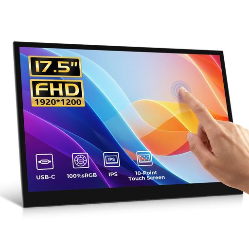 17.5インチ タッチ対応モバイルモニター、1920x1200 IPS 16:10 ポータブルディスプレイ、USB-C・HDMI