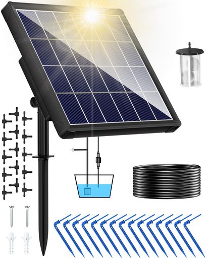 NFESOLAR ソーラー自動水やりシステム 15鉢対応 充電式バッテリー内蔵 6モード設定 日本語説明書付き 15mホース付属 自動散水器 ビオトープ 盆栽 ガーデニング 旅行留守対応