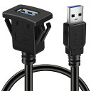 batigeSquareUSB3.0パネルフラッシュマウント拡張子ケーブルwithBucklefor車トラックボートオートバイダッシュボード3ftBTG-HEA