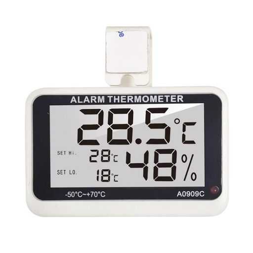 【内容物】温湿度計+ボタン電池*1 【商品仕様】サイズ:63x41x35mm、本体材質:ABS樹脂。 【測定範囲】温度範囲は-50°C ~+70°C、湿度範囲は20% ~ 95% RHです。最高最低のアラーム温度範囲を自由に設定できるため、温度が達するとアラームが点灯し、ビビ音で警告を発します。 【優れたデザイン】フック付きのデジタル温湿度計は、温湿度の監視に便利で、簡単に設置と操作ができます。 【広い適用範囲】この温湿度計は、飼育ケージや爬虫類タンクなどのどこにでも設置可能で、視界を妨げません。猫や犬、ウサギ、カメなどの小動物の住環境の温湿度管理にもおすすめです。また、ベビールームや花屋などのさまざまな場面で役立ちます。
