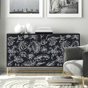 CRE8TIVE 壁紙 壁紙シール リメイクシート 黒 ブラック チョーク画タッチ 葉柄 ボタニカル 61X300CM のり付き 剥がせる シールタイプ ふすま...