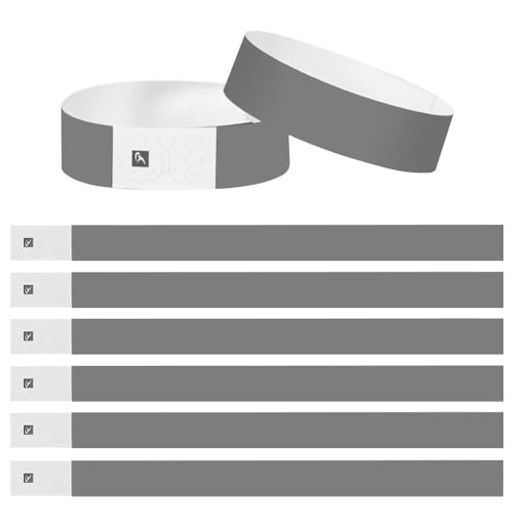 【合成紙リストバンド商品サイズ・仕様について】約1.9CMX25CM豊富なカラー:オレンジ、パープル、ピンク、ブラック、ブルー、ホワイト、緑、赤、黄、グレー枚数選択可:100枚・200枚・500枚・1000枚 【耐久性抜群の高品質】破れにくく耐水性にも優れた丈夫な合成紙素材を採用しているため、雨風に強くて印刷がはげないうえに、濡れても破れにくい丈夫なリストバンドです。スポーツイベントの雨天時や海や川、プールなどでも使用可能です。雨や汗に濡れても切れたりしません。 【目立つ色】視認性、デザイン性ともにバランスの良い力強いリストバンドです。さまざまなイベントで使いやすく、手首に装着すると意外に目立つ。 【装着方法もシンプルでカンタン】リストバンドの端に粘着テープが付いていますので、ワンタッチで装着可能です。見た目は紙のようですが引っ張っても簡単には外れない抜群の強度と耐久性能を保持しています。一度外すと再装着不可能ですので不正入場などの防止にも役立ちます。 【使い捨てリストバンドのご利用シーン】再入場の際の管理にとても便利な商品です。