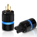 Monosaudioオーディオ用電源プラグ金メッキ純銅3ピン電源コネクタ15A/125V10A/250V自作電源プラグアルミニウム合金製シェルオーディオ用パワープラグインレットプラグIEC320C13コネクターペアハ…