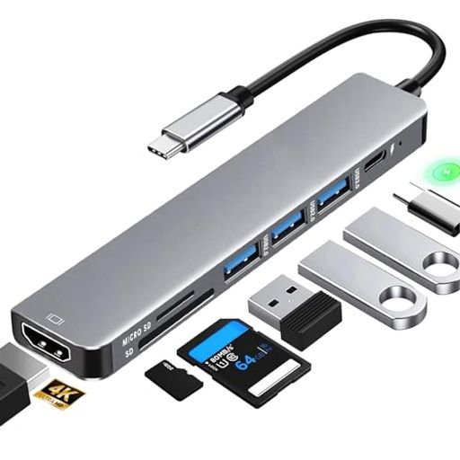 USBハブタイプcusbポート増設マルチポート7-in-1【USB3.0高速データ転送+SD&TFカードリーダー+PD87W急速充電+4KHDMI映像出力】HDMITypeC変換アダプタMacBook