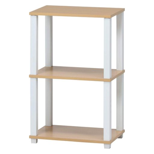 不二貿易(Fujiboeki)オープンラックシェルフ3段幅47x奥行29.5x高さ75.7cmナチュラルホワイト軽量工具不要組立商品フィット99771