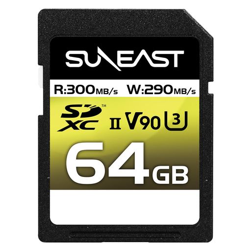 SUNEASTSDXCカード64GB最大300MB/sUHS-IIV90U3pSLC4K8KULTIMATEPROプロフェッショナルメモリーカードSE-SDU2064GA300