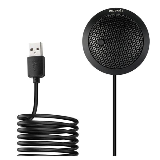 Display Covers - Fyvadio会議用USBマイク、PC用USBマイク、360°全指向性コンデンサーマイク、ミュートボタン付き、オンライン会議・授業・Zoom通話・Skypeチャット対応、プラグ&プレイ