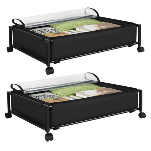 GOWTHHRTベッド下収納ボックス収納ケース収納ボックス防塵カバー付きキャスター付きローラー付きケースボックスベッド下物入れワゴン取り付け簡単大容量布団袋衣類整理多機能スペース…