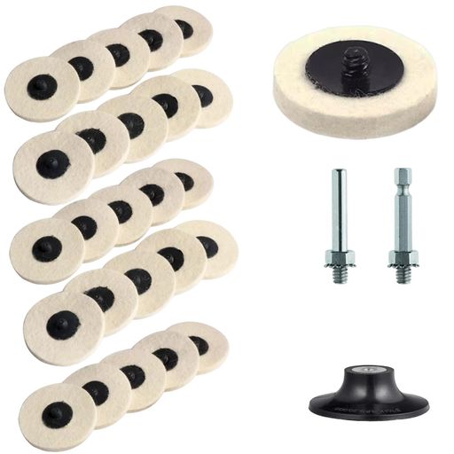 PrimeBlis ガラス研磨用バフ フェルトバフ 50mm 電動ドリル バフ ポリッシャー 電動ドリルに使用 軸付き 車磨き 鏡面仕上げ (ベージュ, 50mm)