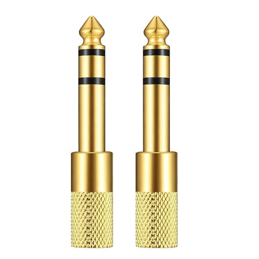 3.5mm to 6.35mm 変換アダプタ 6.35mmオス 3.5mmメス 金メッキ (2個入り)
