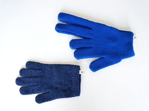 石川メリヤス(IsikawaMeriyasu)ホイール磨き手袋 1枚(片手)+車内拭き手袋 1枚(片手)各1枚 合計2枚セット 日本製 ブルー/ネイビー