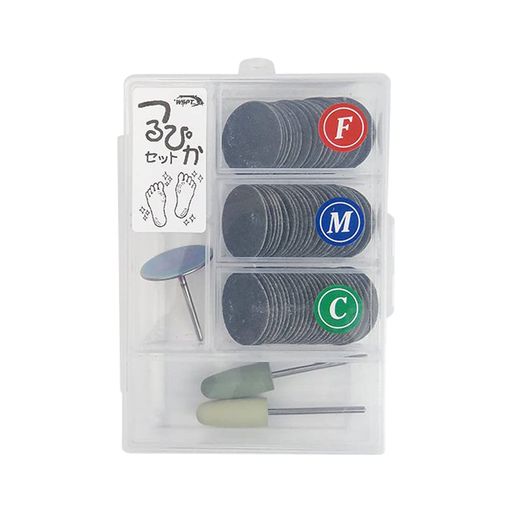 足裏やかかとの角質ケアに便利なセット! フットケア 摩擦熱を持ちにくく、お客様への負荷も少ないです。角質除去ペーパーは使い捨ての為、とても衛生的です。付け替え時も粘着が残らず、キレイに取り換える事ができます。 ネイルマシン用ビットセット