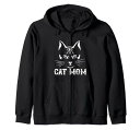 猫好きの面白い-猫のお母さんジップパーカー