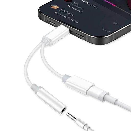 Light-ning to 3.5mm phone 2in1 二股ケーブル·充電同時音楽·プラグ&プレイで·全ライトニングデバイス対応·ホワイト